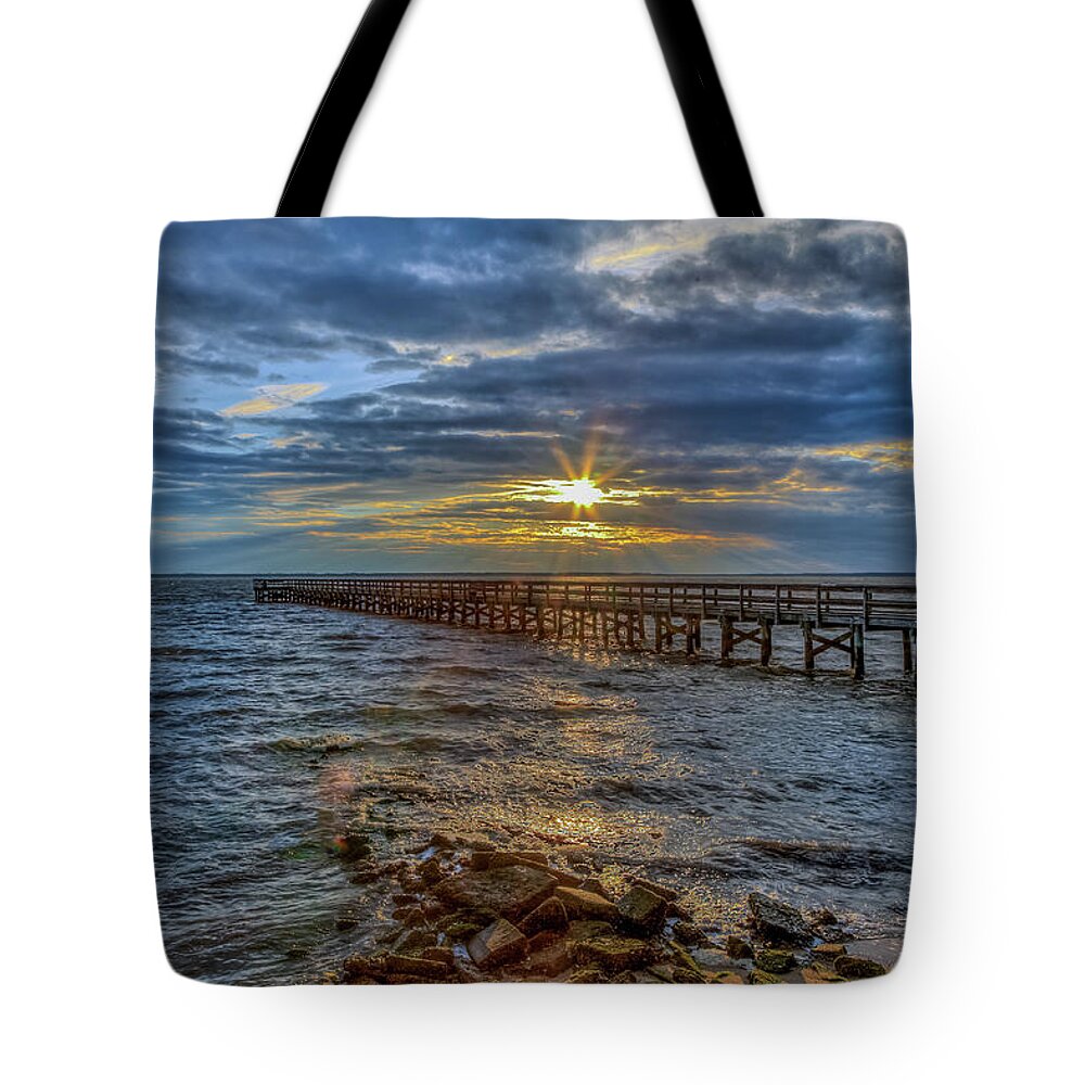 Hilton Tote Bag featuring the photograph Hilton Pier #4 by Jerry Gammon
