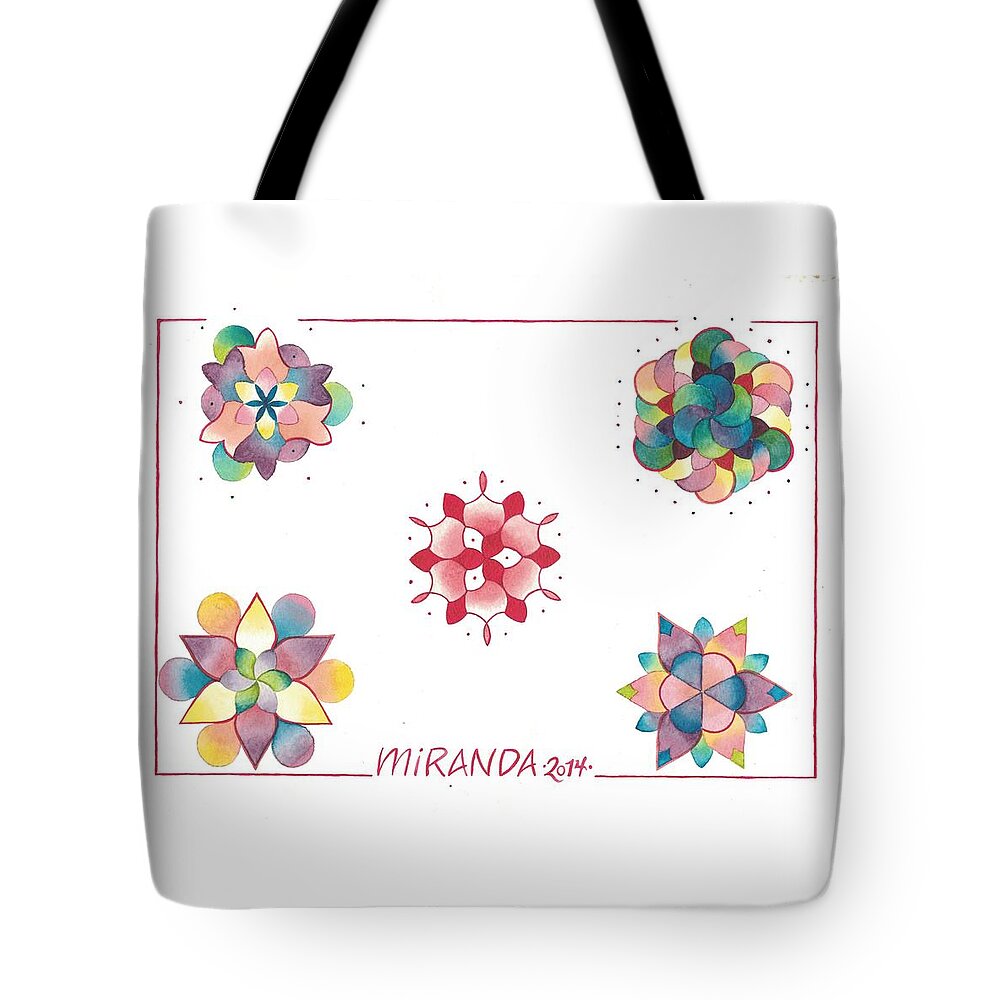 Mandala Tote Bag featuring the painting Mandala flash #4 by Miranda Brouwer