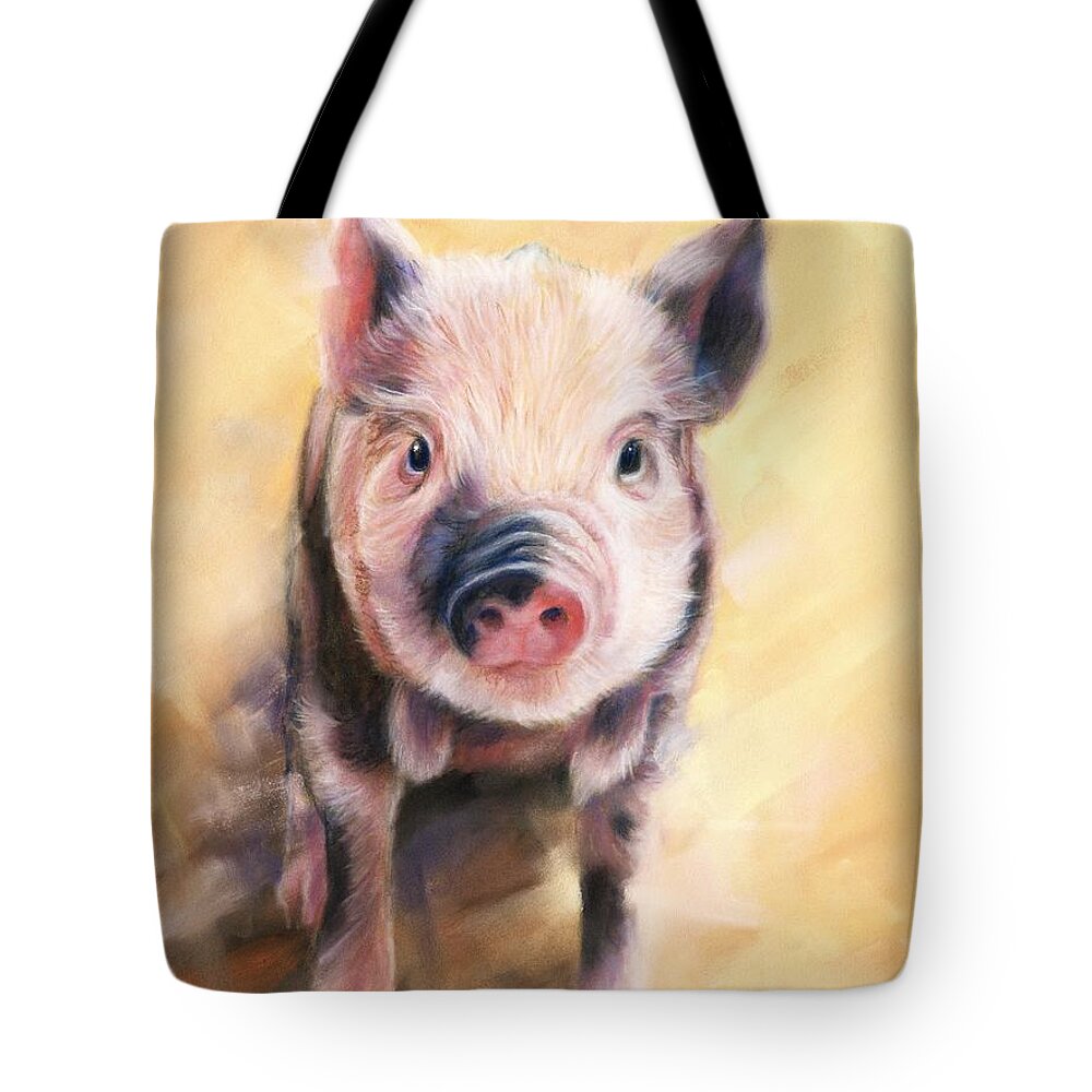 Pig Tote Bag featuring the pastel Piglet by Kirsty Rebecca