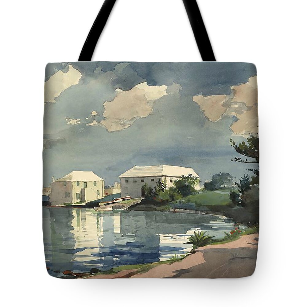 Winslow Homer Tote Bag featuring the drawing Salt Kettle, Bermuda #5 by Winslow Homer
