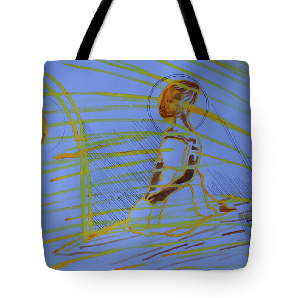 Jesus Tote Bag featuring the painting The Annunciation Yabulira #4 by Gloria Ssali