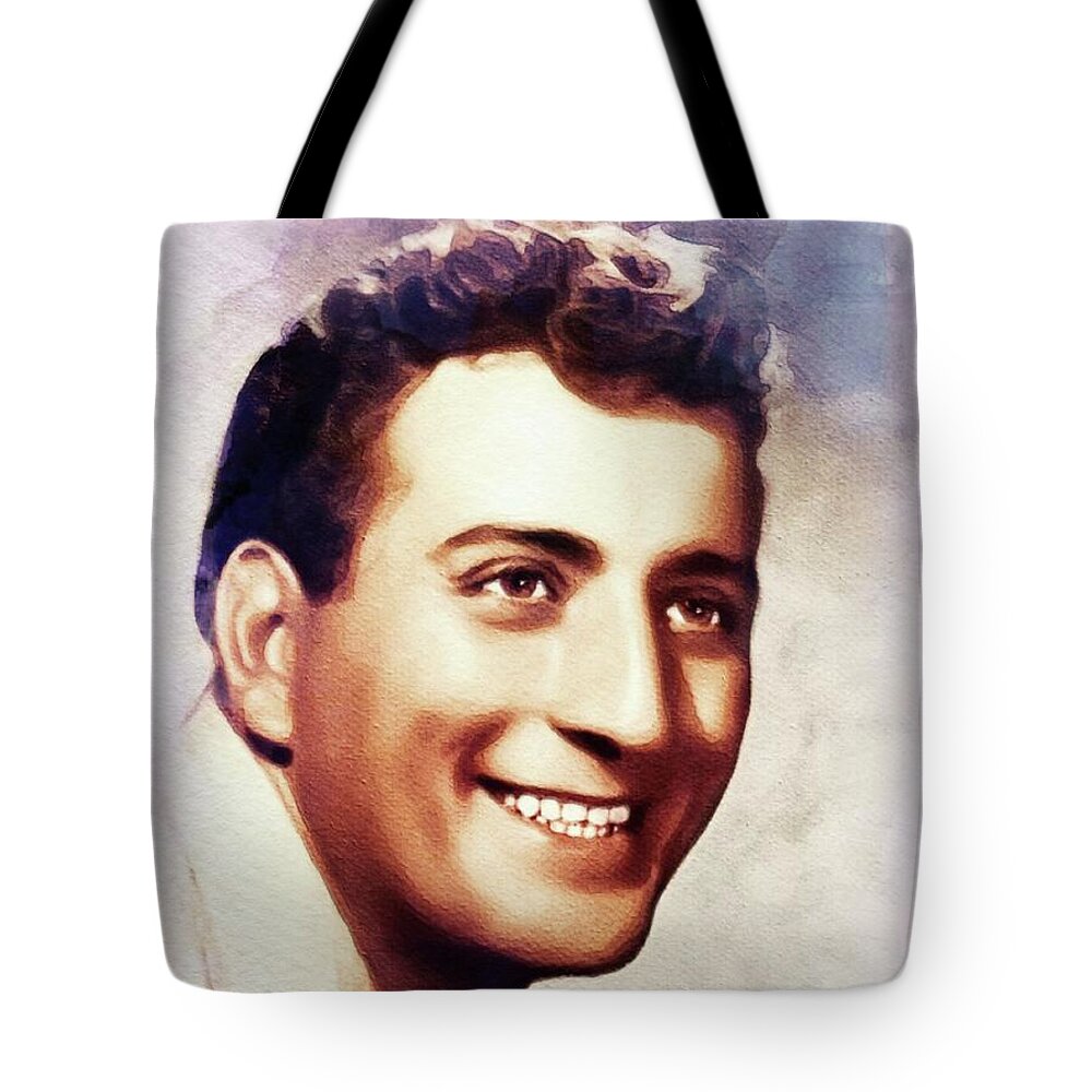 Tony Tote Bag featuring the painting Tony Bennett, Music Legend #4 by Esoterica Art Agency