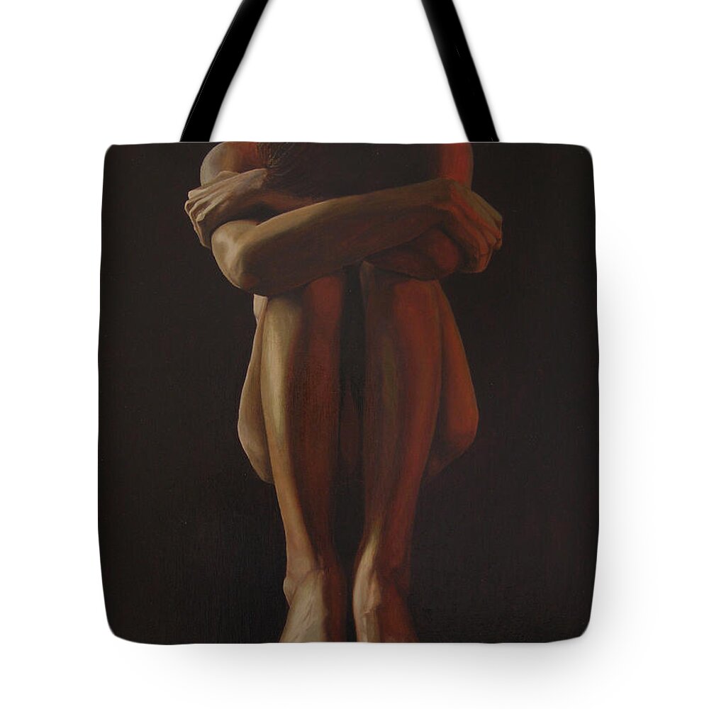 Painting Oil Figure Woman Nude Tote Bag featuring the painting 5 A.m. by Thu Nguyen