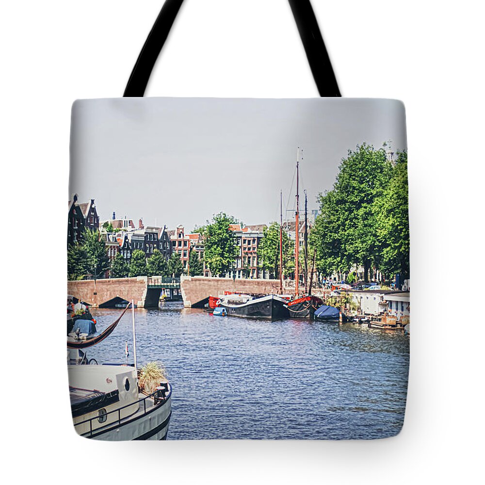 street in the city center of Amsterdam in Netherla Tote Bag by Anneleven Store Fine Art America