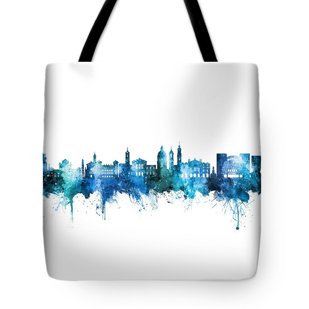 Nice Tote Bag featuring the digital art Nice France Skyline #5 by Michael Tompsett