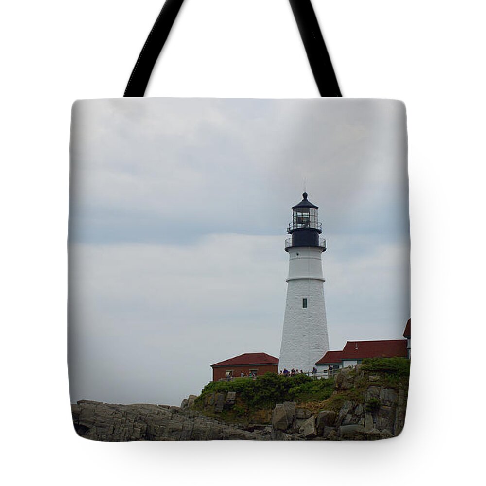  Tote Bag featuring the pyrography Portland Headlight by Annamaria Frost