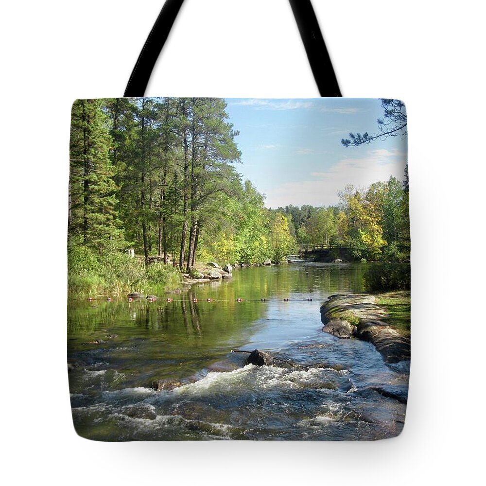 River Rocks Tote Bag featuring the photograph Rushing River #5 by Stephanie Moore