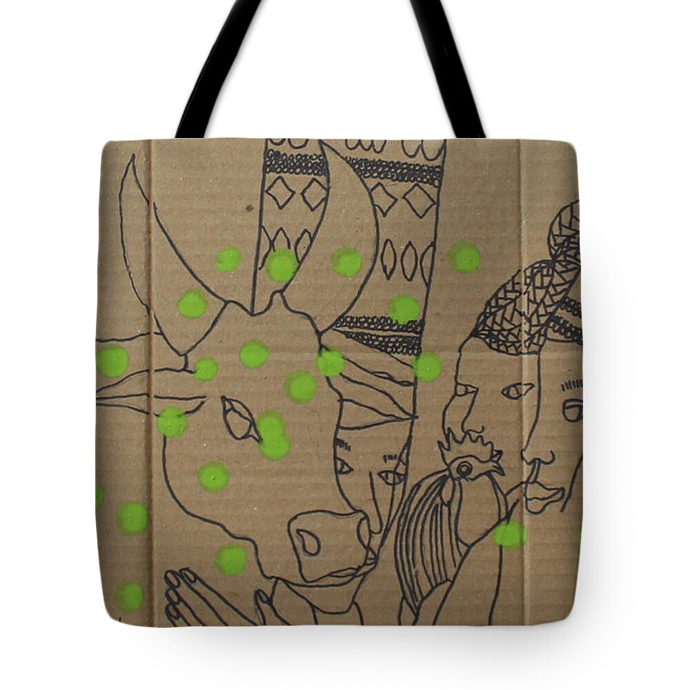 Jesus Tote Bag featuring the painting Kintu and Nambi #568 by Gloria Ssali