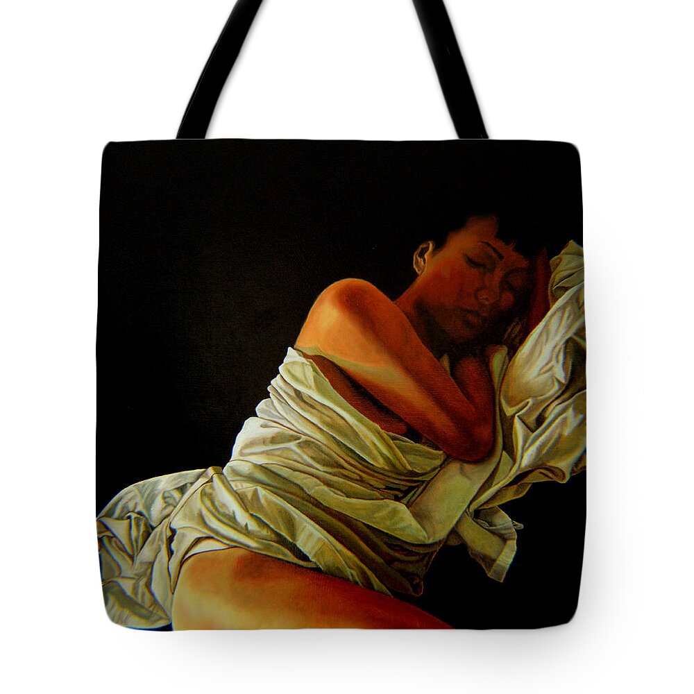 Semi_nude Tote Bag featuring the painting 6 A.m. by Thu Nguyen