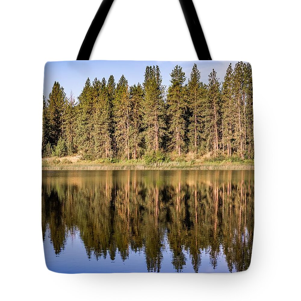 Day Tote Bag featuring the photograph Nature Reflections At Wilderness Lake In Washington State #6 by Alex Grichenko