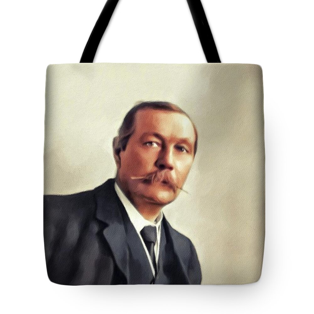Arthur Tote Bag featuring the painting Sir Arthur Conan Doyle, Literary Legend #6 by Esoterica Art Agency