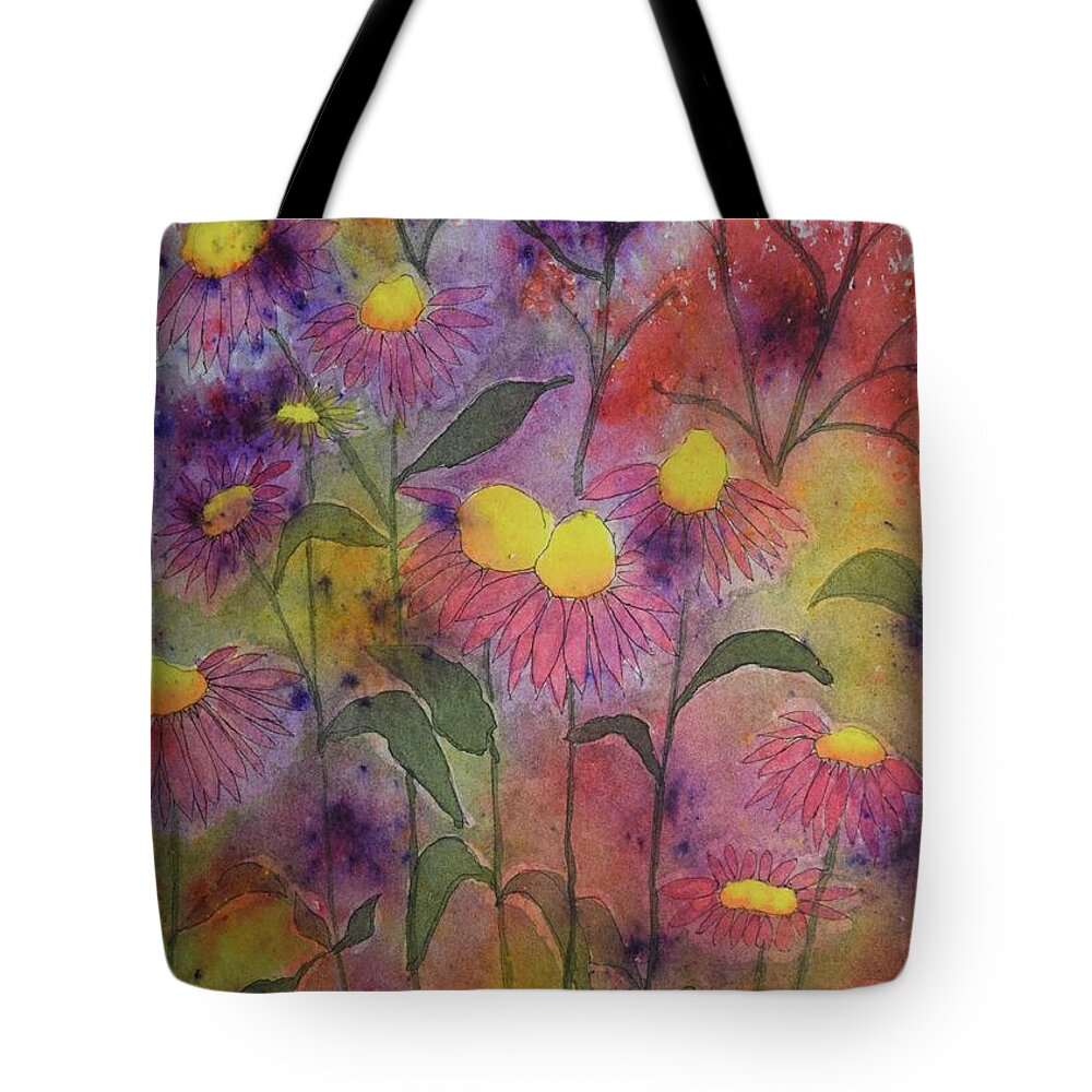 Barrieloustark Tote Bag featuring the painting #650 Cosmos Surprise #650 by Barrie Stark