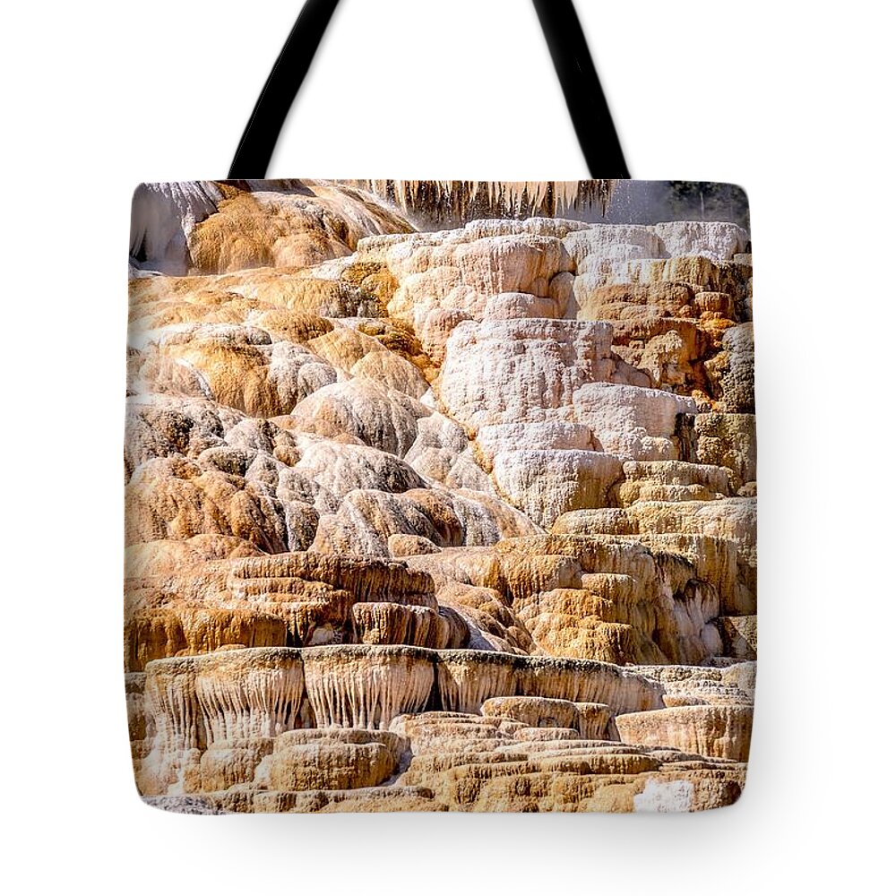  Mountains Tote Bag featuring the photograph Travertine Terraces, Mammoth Hot Springs, Yellowstone #69 by Alex Grichenko