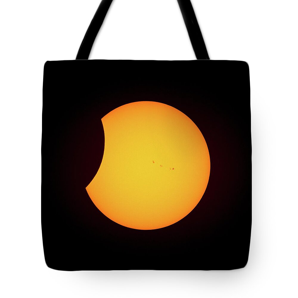 Solar Eclipse Tote Bag featuring the photograph Partial Solar Eclipse by David Beechum
