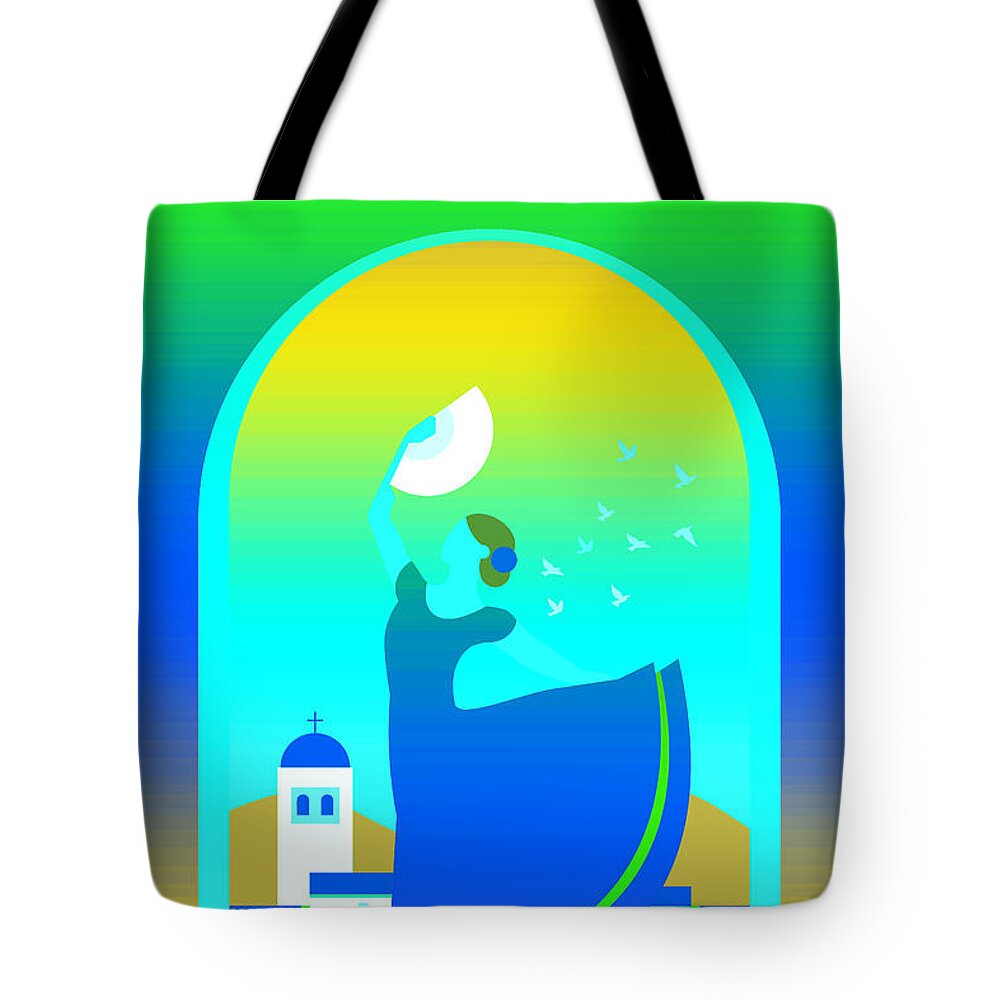 Oil On Canvas Tote Bag featuring the digital art Spain #7 by Celestial Images