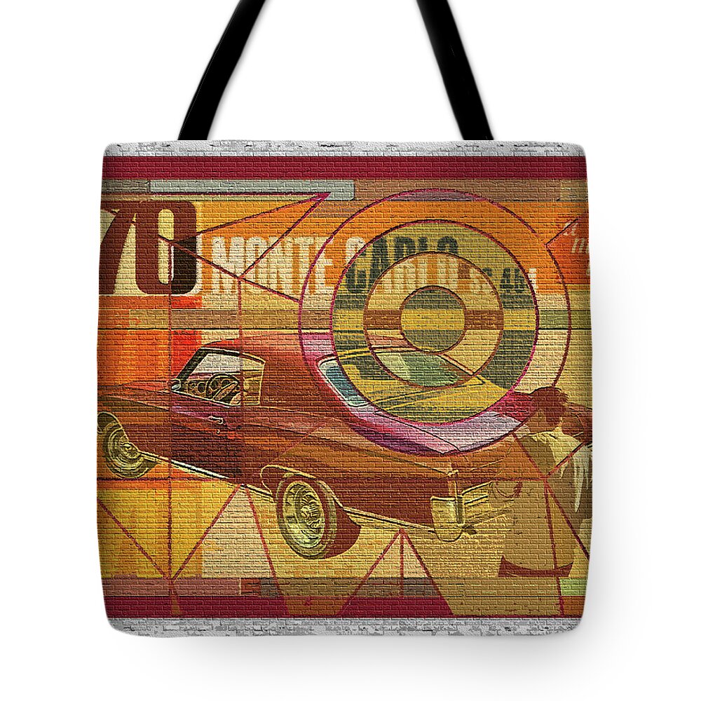 70 Chevy Tote Bag featuring the digital art 70 Chevy / AMT Monte Carlo by David Squibb