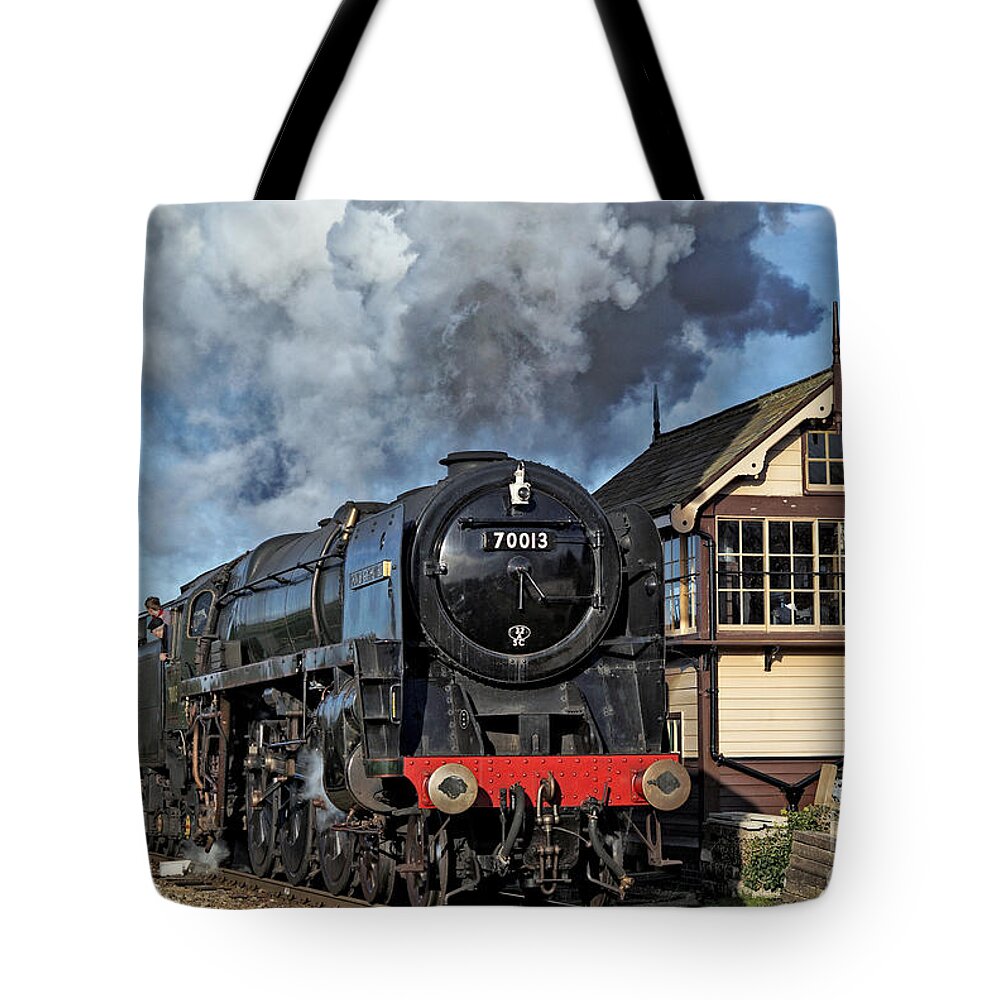 Steam Tote Bag featuring the photograph 70013 Oliver Cromwell at Quorn and Woodhouse. by David Birchall