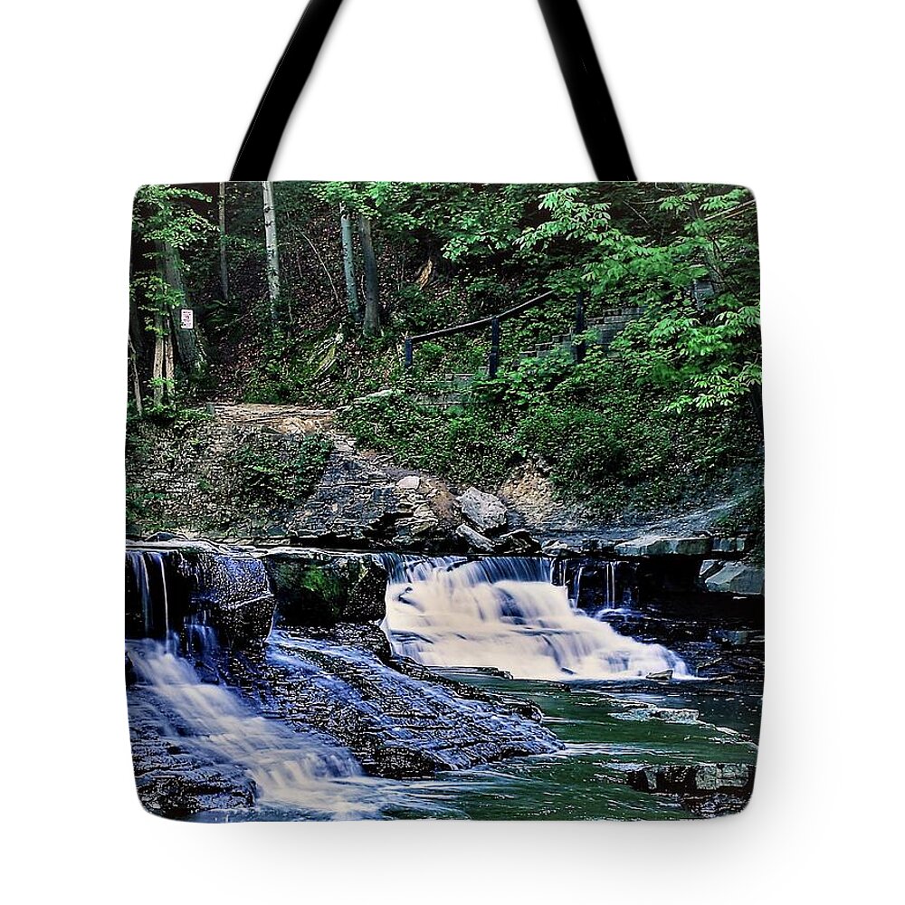 Waterfall Tote Bag featuring the photograph Henry Church Falls by Brad Nellis
