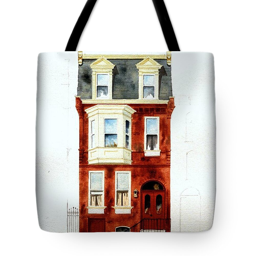 Watercolor Tote Bag featuring the painting 824 Jefferson St. by William Renzulli