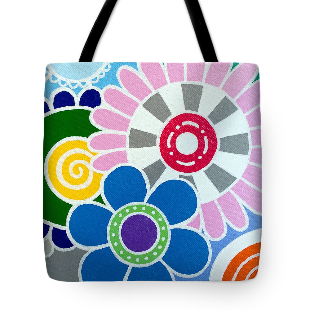 Flowers Tote Bag featuring the painting 9 Blooms by Beth Ann Scott