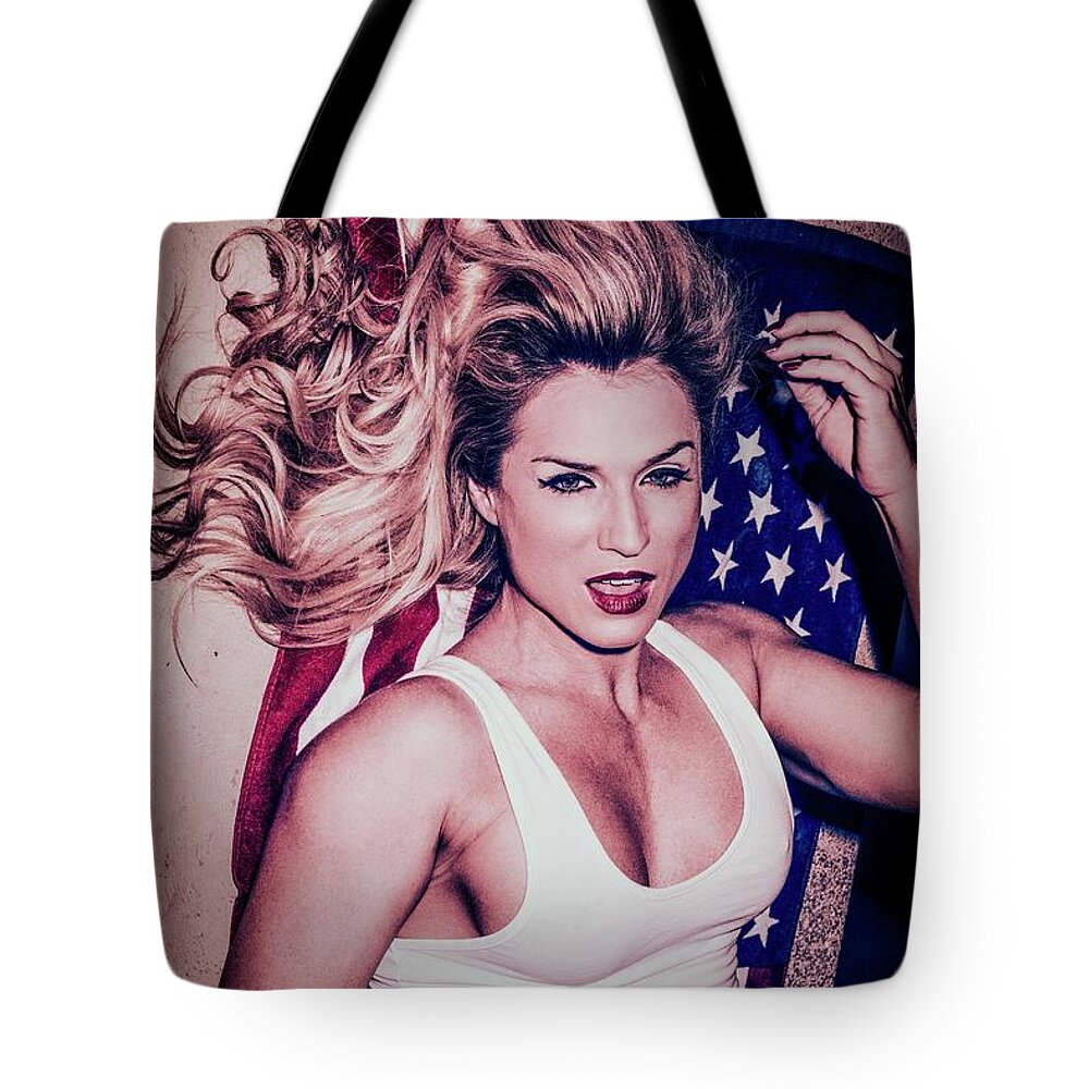 Piper Precious Pizzazz Patriot Poolside Palm Springs Usa Tote Bag featuring the photograph 9336 Piper Precious Pizzazz Patriot Poolside Palm Springs USA by Nasser Atelier