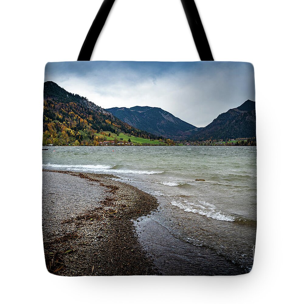 Schliersee Tote Bag featuring the photograph A autumn day at the lake by Hannes Cmarits