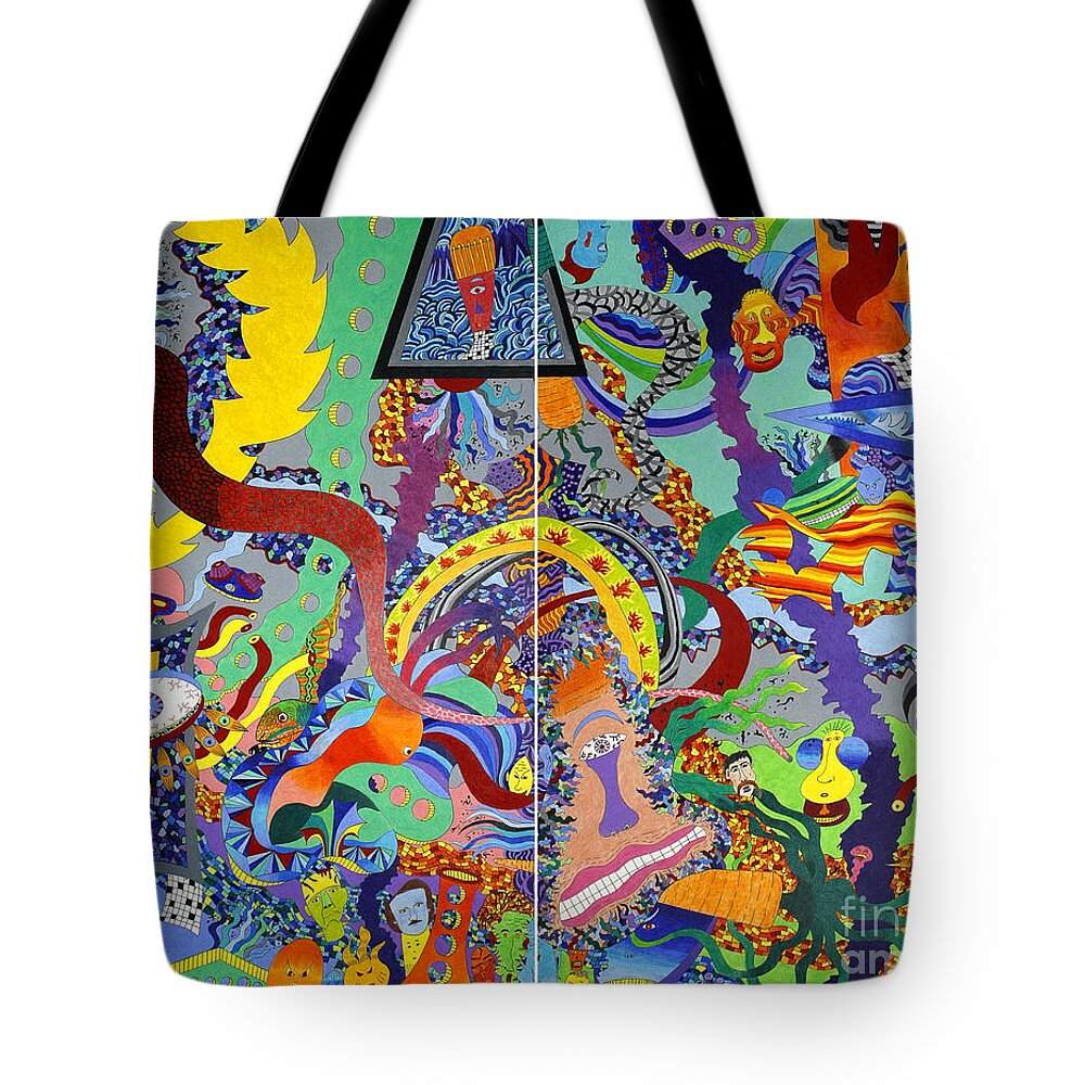 Multi-colored Tote Bag featuring the drawing 173 - A Beautiful Mind by James D Waller