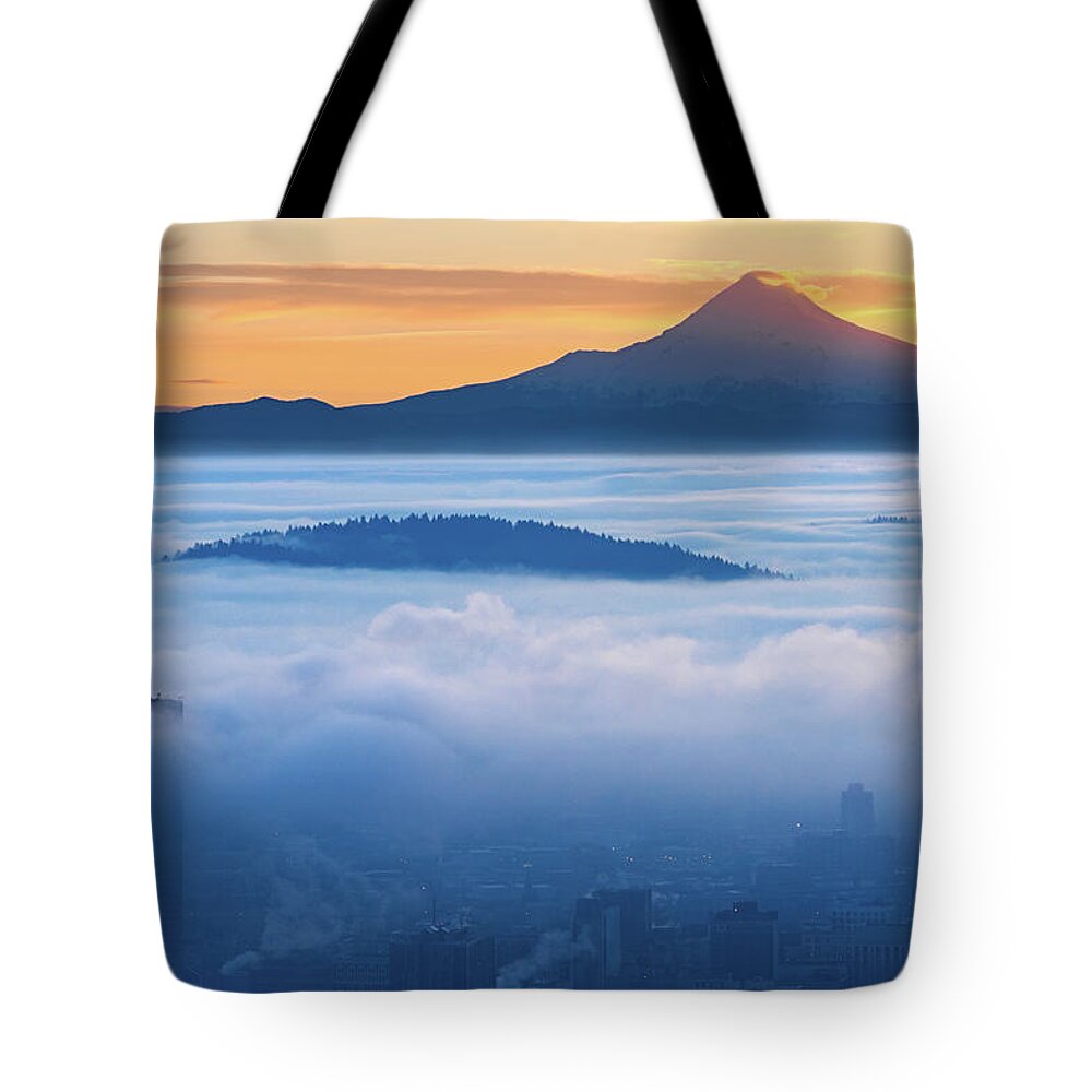 Portland Tote Bag featuring the photograph A Blanket of Fog by Patrick Campbell