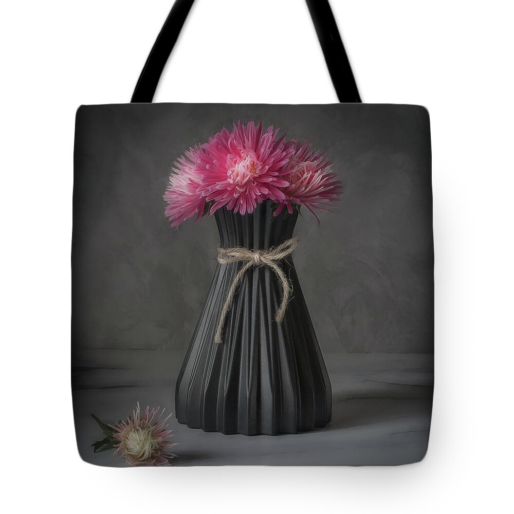 Asters Tote Bag featuring the photograph A Bouquet of Pink Asters by Sylvia Goldkranz