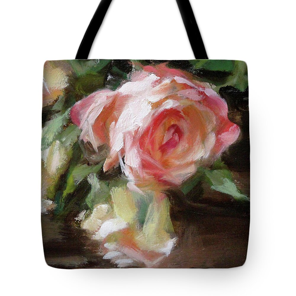  Tote Bag featuring the painting A Bunch of Roses Detail 5 by Roxanne Dyer