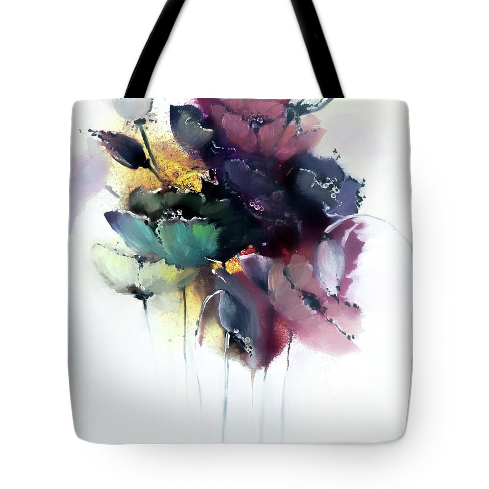 Floral Tote Bag featuring the digital art A Bundle Of Belief Floral by Lisa Kaiser