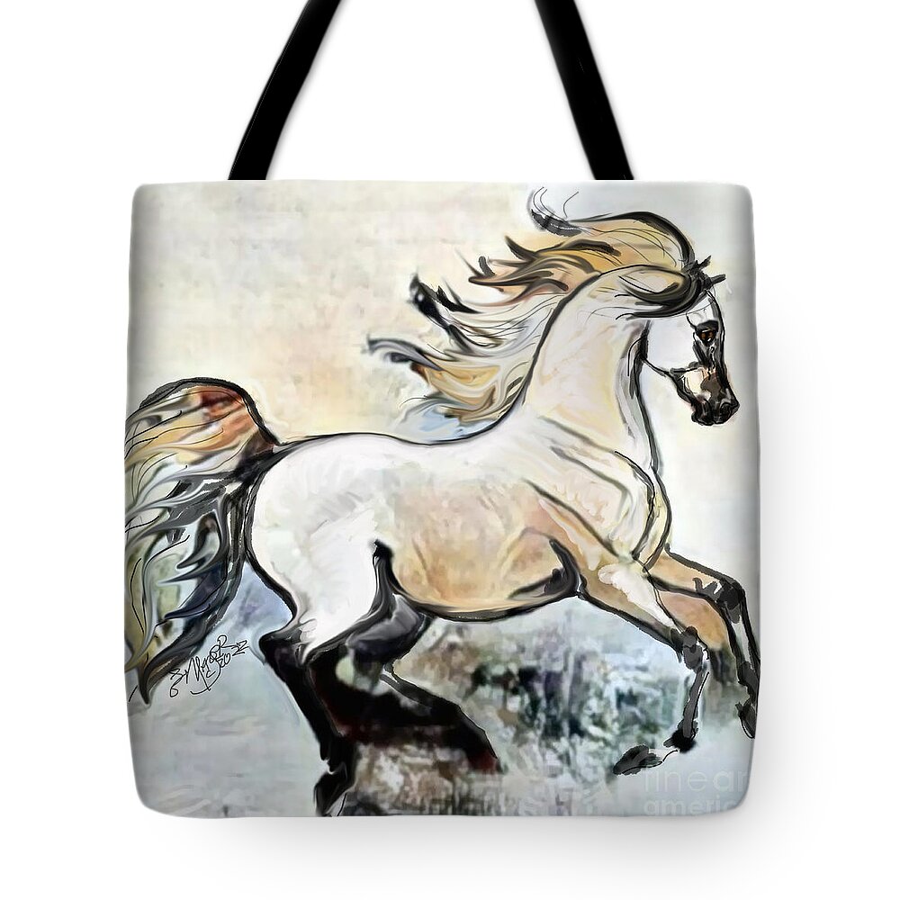 Equestrian Art Tote Bag featuring the digital art A Cantering Horse 002 by Stacey Mayer