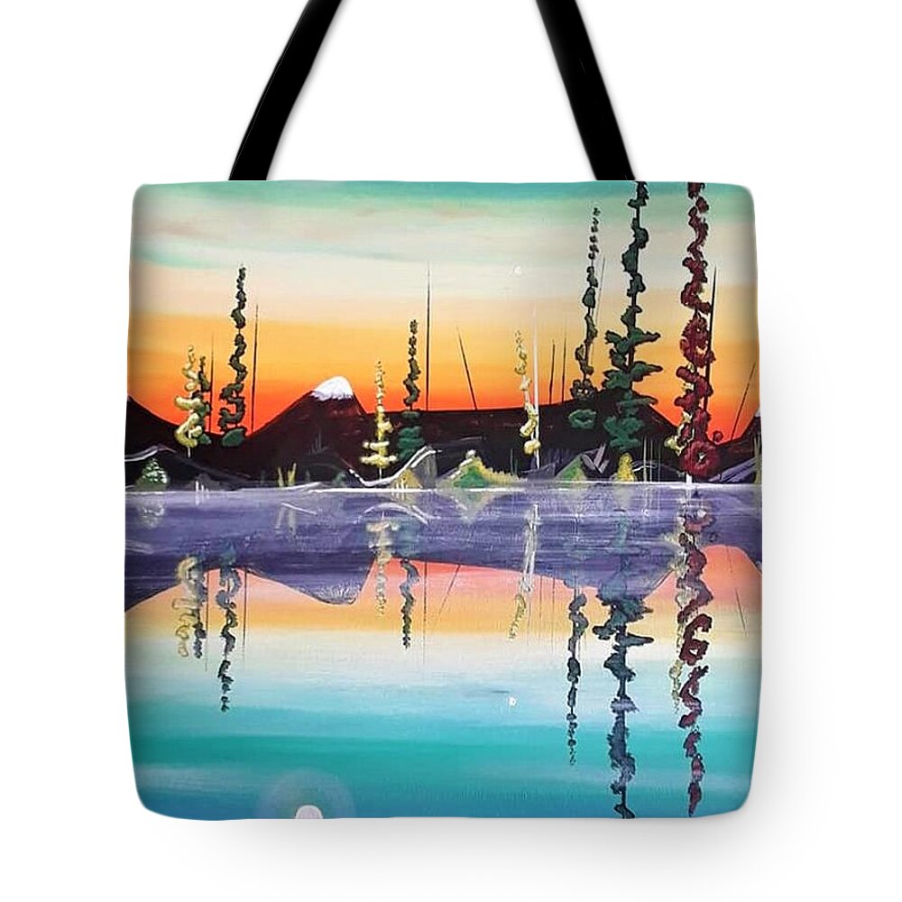 Moon Tote Bag featuring the painting A Cold Moon Rises by April Reilly