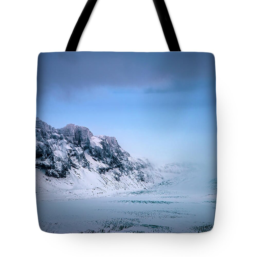 Landscape Tote Bag featuring the photograph A Cold Winter Blue by Philippe Sainte-Laudy