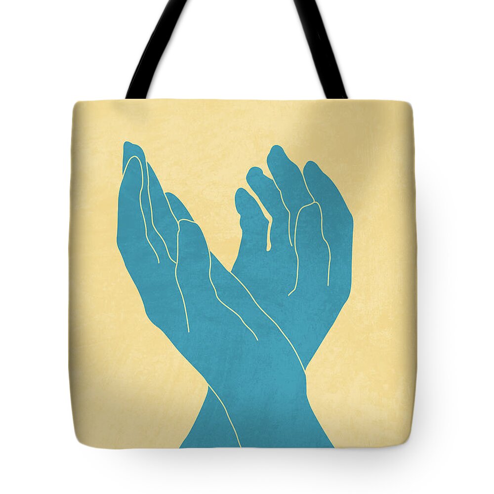 Dance Tote Bag featuring the mixed media Dance of Joy 1 - Minimal Contemporary Abstract by Studio Grafiikka