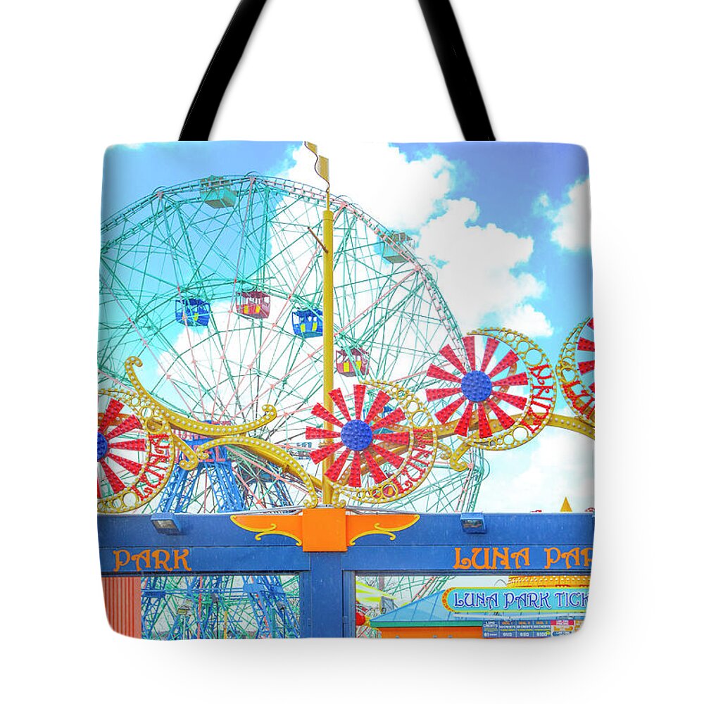 Sky Tote Bag featuring the photograph A Day at Coney Island by Mark Andrew Thomas
