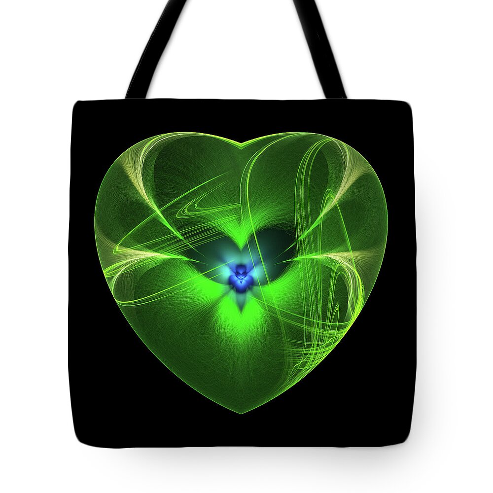 Abstract Tote Bag featuring the digital art A Fairy in a Green Heart by Manpreet Sokhi