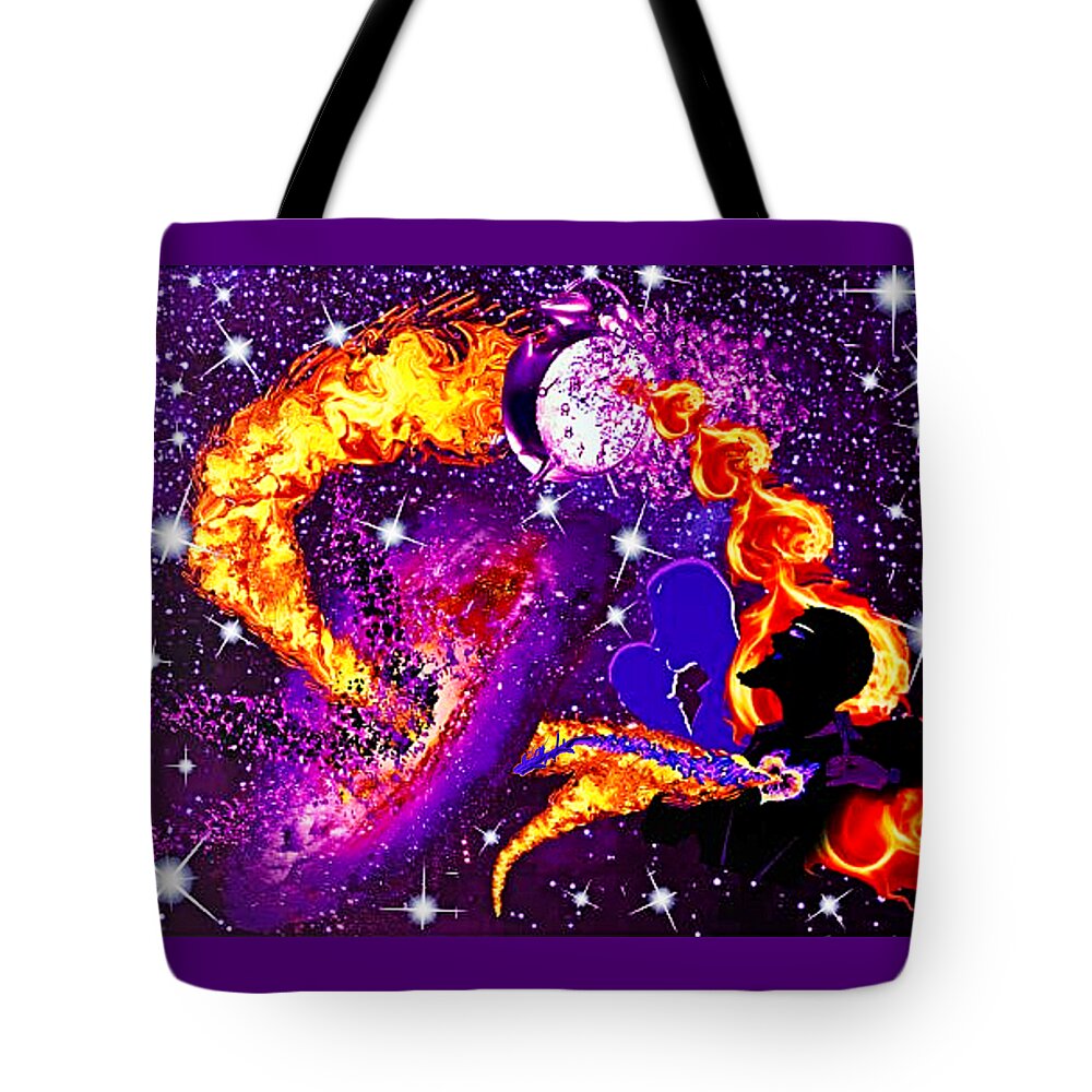 A Fathers Love Poem Tote Bag featuring the digital art A Fathers Love Not Bound By Space Or Time by Stephen Battel