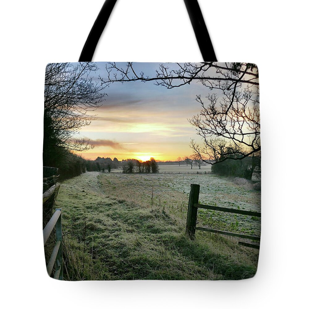 England Tote Bag featuring the photograph A Field in Winter by Ian Hutson