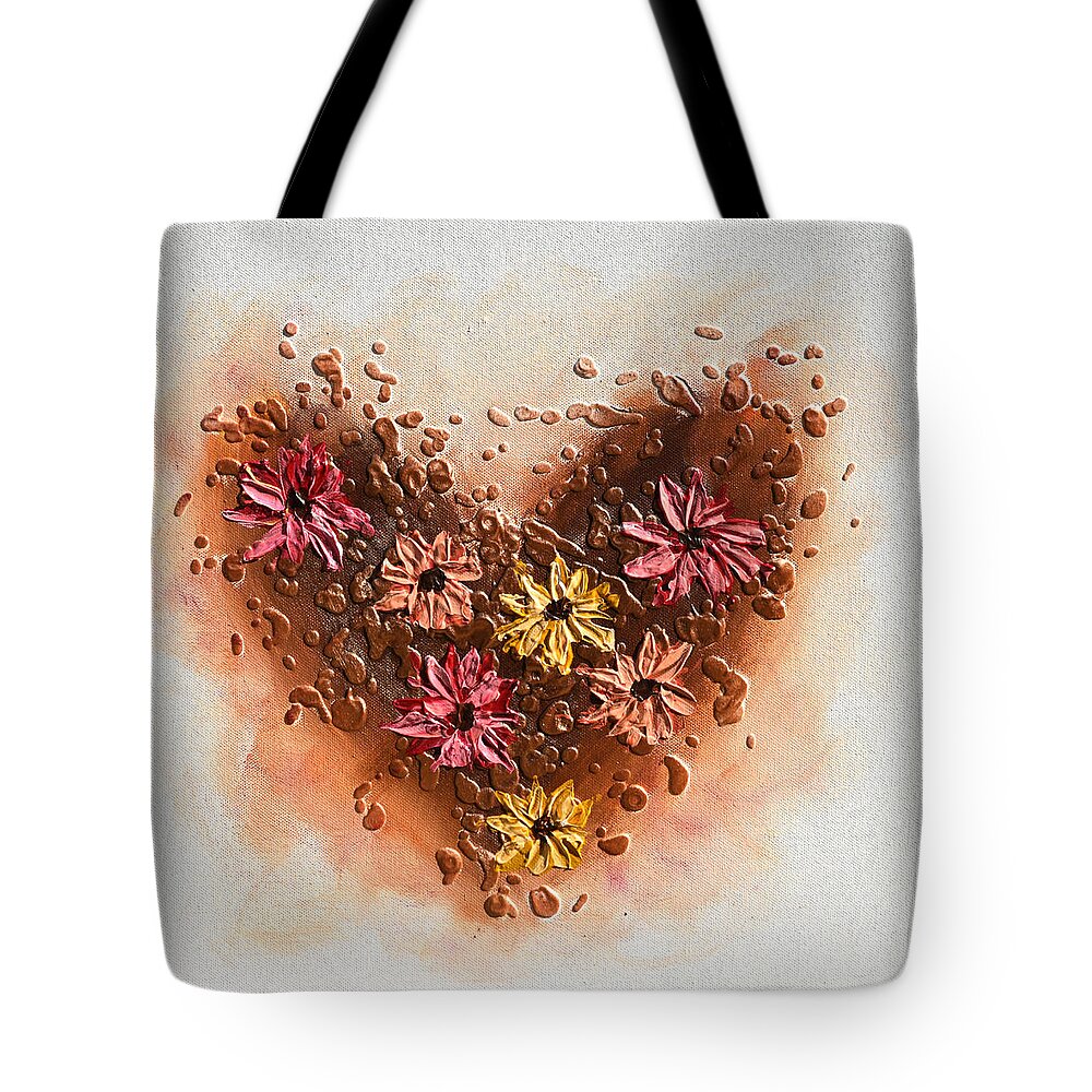 Heart Tote Bag featuring the painting A floral Heart by Amanda Dagg