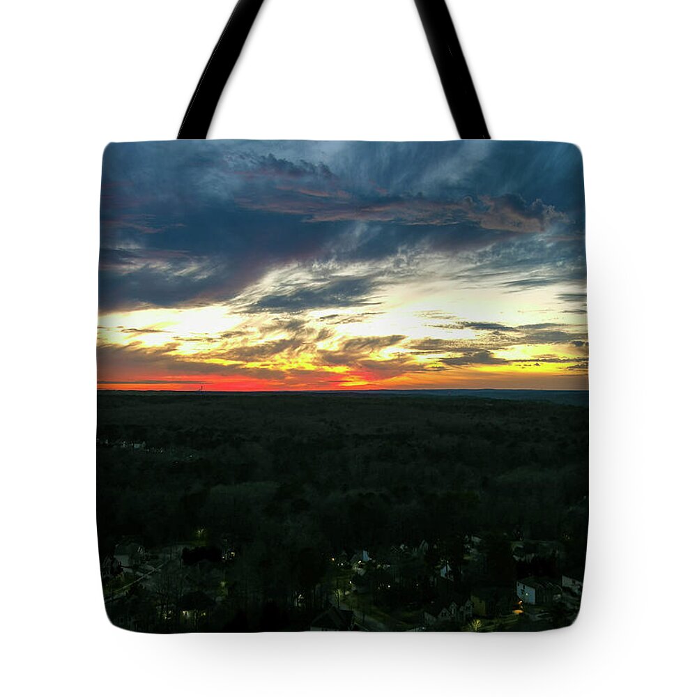 Sunset Tote Bag featuring the photograph A Glorious Sunset Over Georgia by Marcus Jones