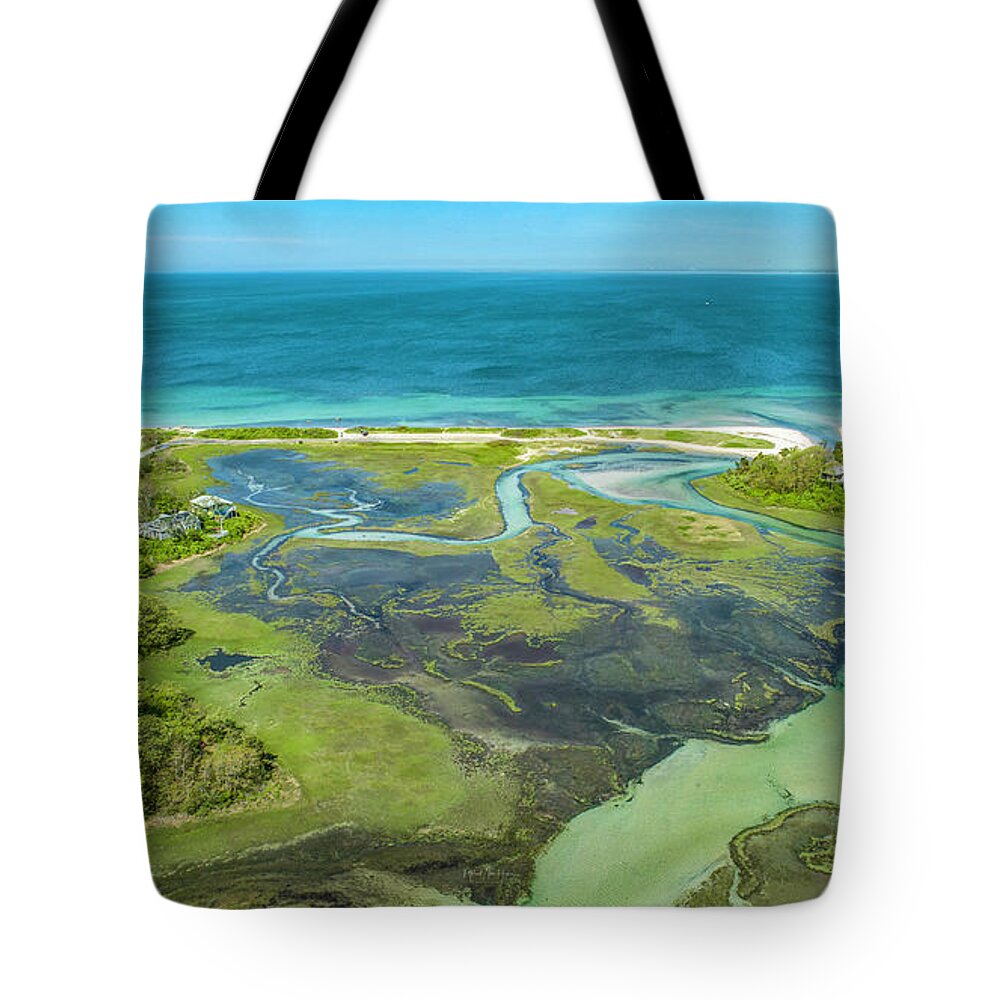 Woodneck Beach Tote Bag featuring the photograph A Hidden Treasure by Veterans Aerial Media LLC