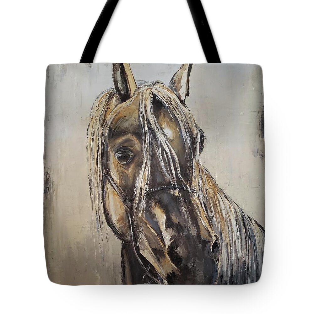 Palomino Tote Bag featuring the painting A horse with personality by Sunel De Lange