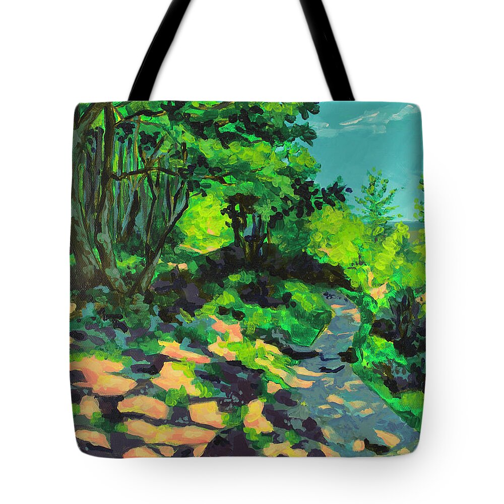 Houston Tote Bag featuring the painting A Light on my Path by Allison Fox