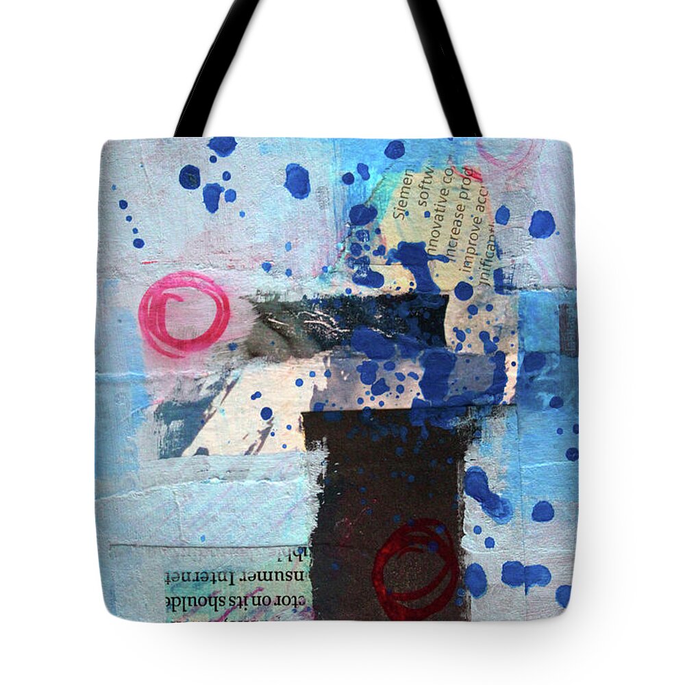 Blue Abstract Collage Tote Bag featuring the painting A Little Blue by Nancy Merkle