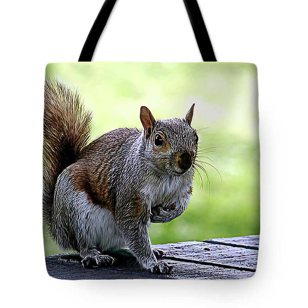 Animals Tote Bag featuring the digital art A Little Squirrelly by Larry Nader