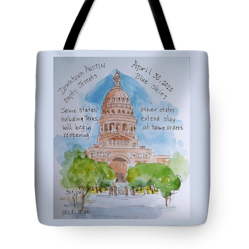Covid-19 Tote Bag featuring the painting A New Day by Sue Kemp