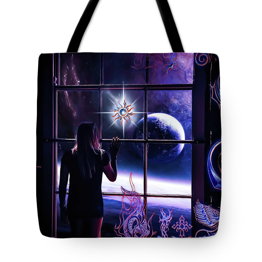 World Tote Bag featuring the digital art A New World by Michael Damiani