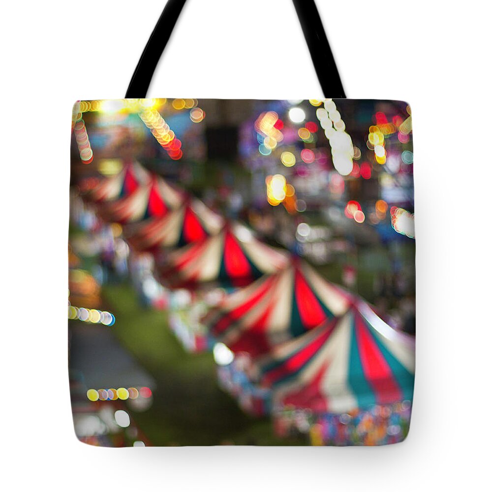Carnival Tote Bag featuring the photograph A Night at the Fair by Melanie Alexandra Price