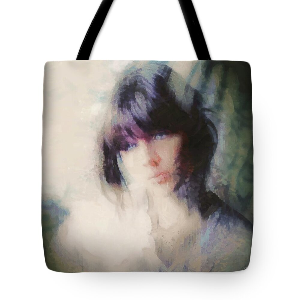 Portraits Tote Bag featuring the digital art A penny for your thoughts by Gun Legler